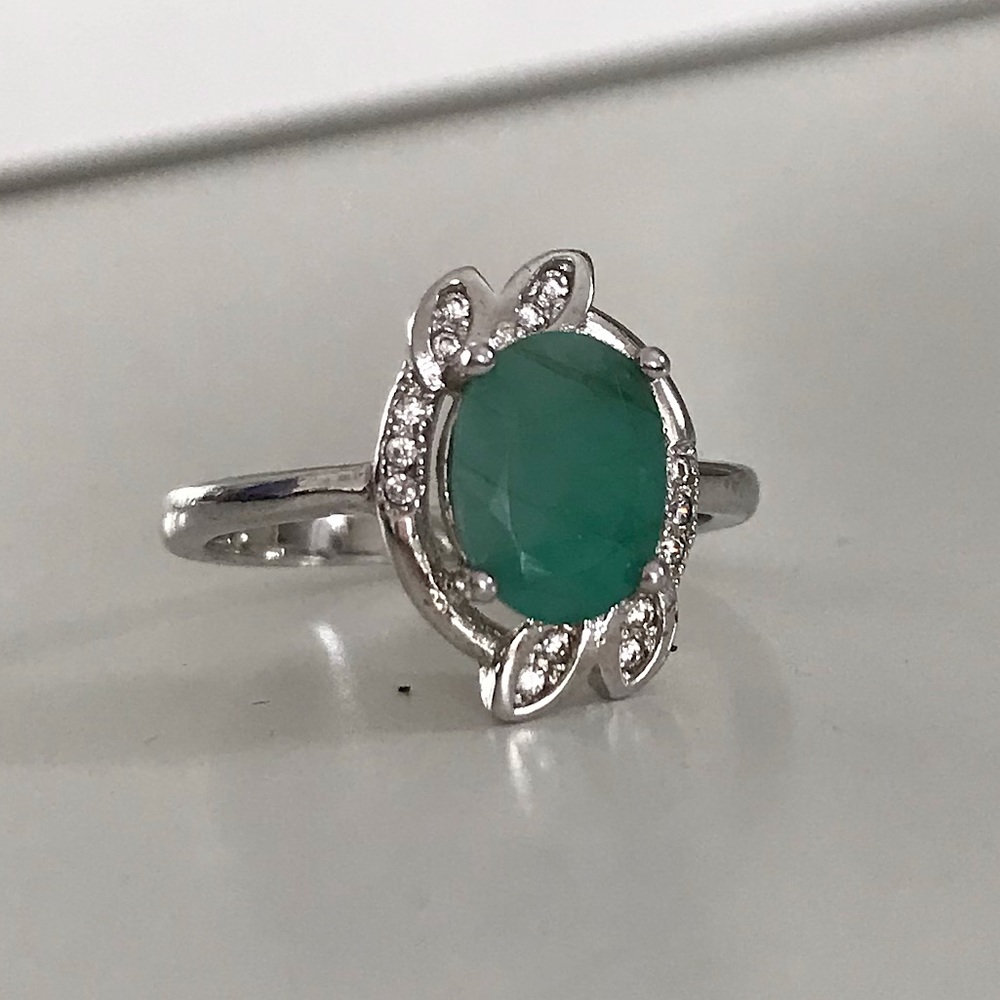 Jade and Diamond Encrusted Ring